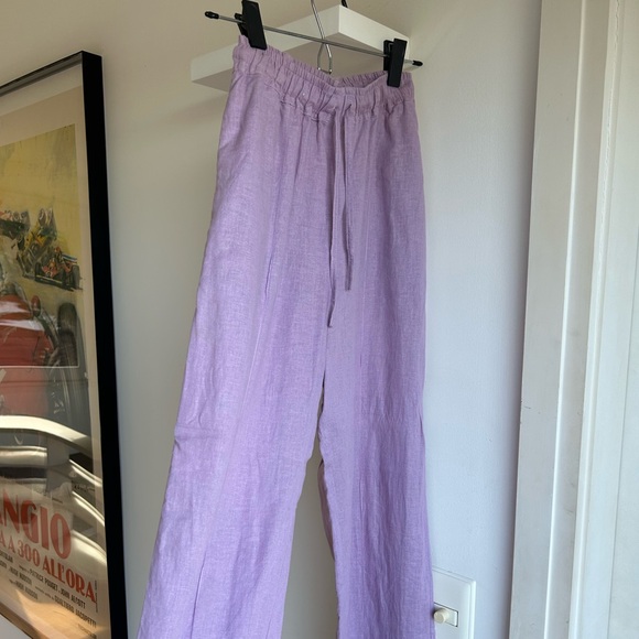 Lavender linen wide leg pants - Picture 6 of 6